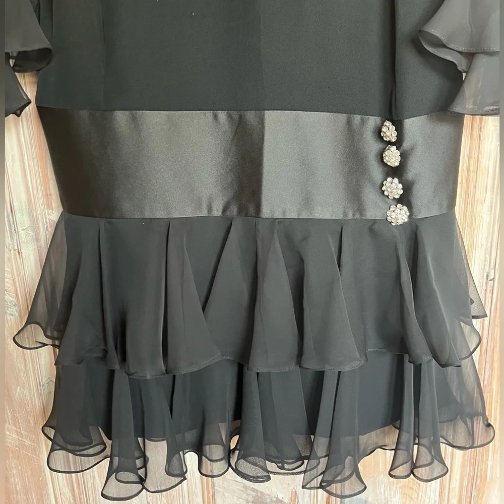 Marlene’s Golden Hanger Vintage Midi Shift Dress Evening Black Size 14 - Picture 3 of 9